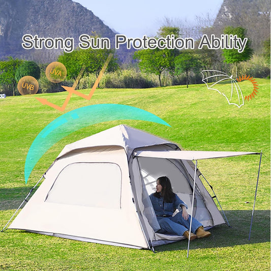 Instant Easy Setup Camping Tent - Waterproof Tent with Dual-Layer Design & Ventilation