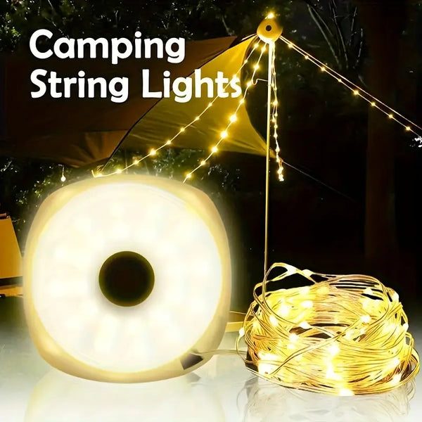 2-in-1 USB Rechargeable Camping String Lights, 10.0meter Outdoor Tent Fairy Lights with 5 Modes