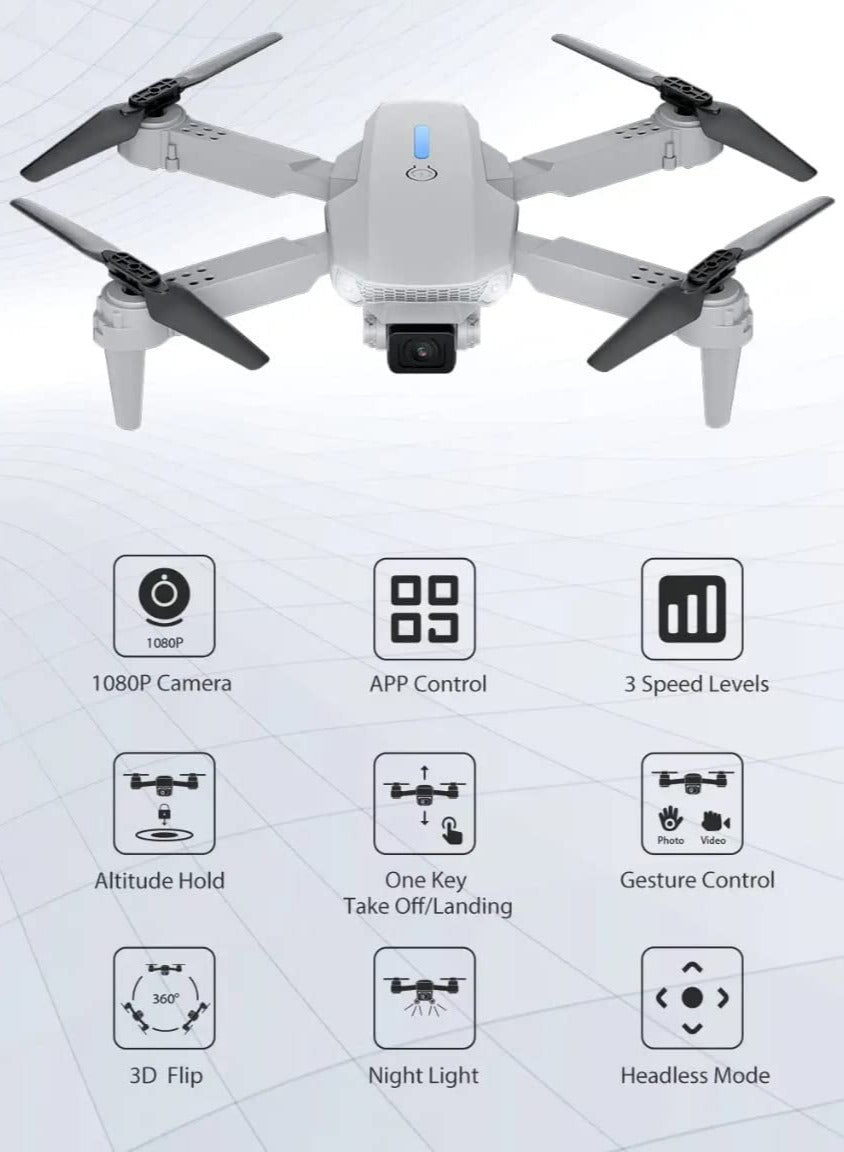 E88 Drone with Dual HD Camera, Wide Angle Lens, Video for Adults and Beginners and External Carrying Bag