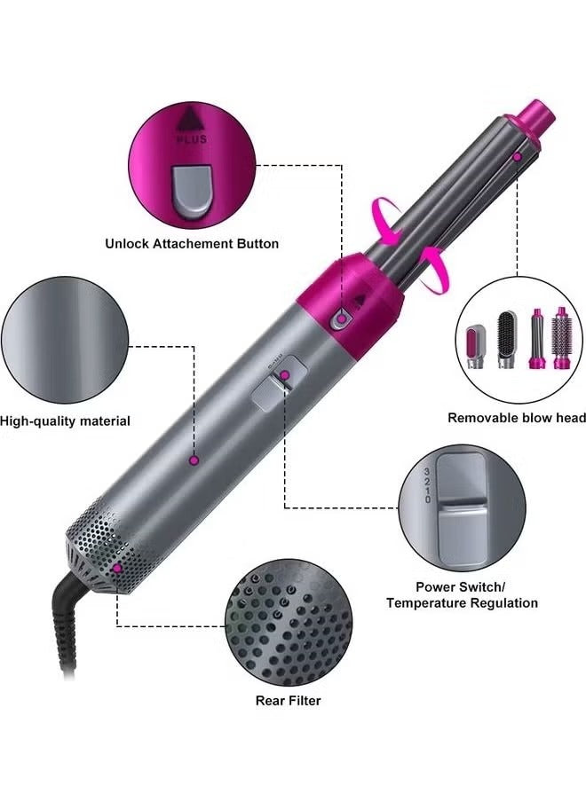 5-in-1 Hair Dryer Styling Tool – Versatile Hot Air Brush with Interchangeable Attachments