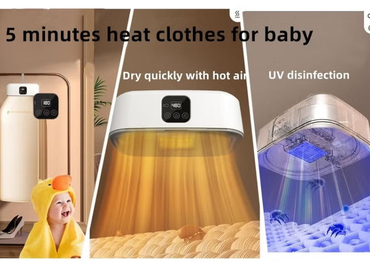 Portable Clothes Dryer with Remote – Foldable Mini Dryer with UV Cleaning & Timer Function