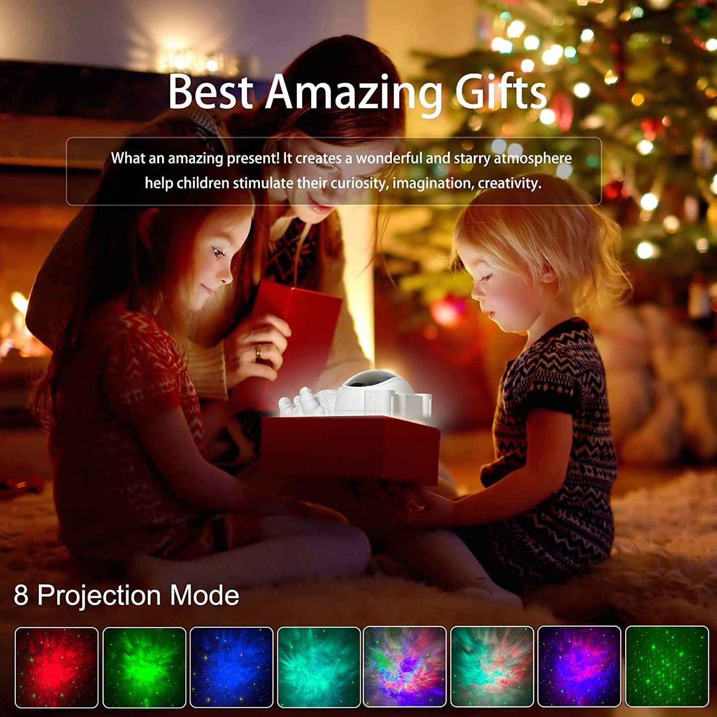 Astronaut Galaxy Light Projector – Space Buddy Star Ceiling Night Light with Remote & Timer