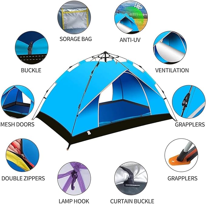 4-in-1 Camping Bundle ---Automatic Tent, Rechargeable Light, Folding Charis and Coffee Set