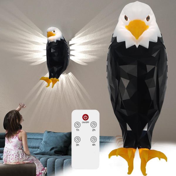 Magnetic LED Wall Mount Eagle Lamp with Remote Control, USB Charging, Battery Operated & Removable Charging Eagle Light for Indoor Use