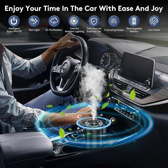 Car Air Fresheners, Portable AI Car Diffuser With Star Projector Light