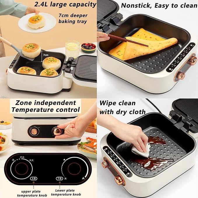 Electric Grill with Cooking Pot, Multifunctional Cooker, Fryer, Steamboat & Grill, 2.5 Liter Capacity, 1800 W