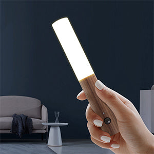 USB Rechargeable LED Motion Sensor Night Light – Magnetic Wooden Wall Light for Bedroom & Stairs