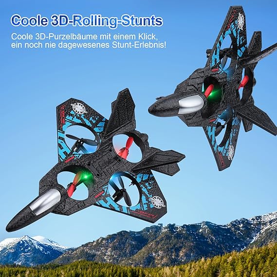 L0712 2.4GHz Remote Control Quadcopter Airplane – Auto-Hovering RC Fighter Jet with 3D Flip, Colored Lights, and USB Charging – Ideal for Beginners, Kids, and Adults