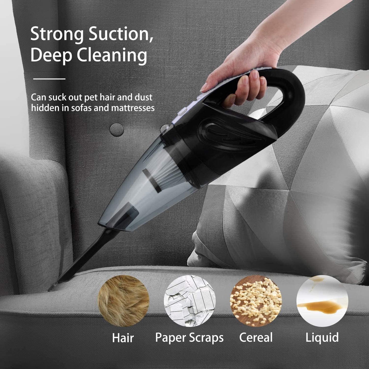 Cordless Handheld Vacuum, Portable Super Suction Hand Vacuum Cleaner