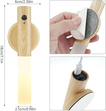 USB Rechargeable LED Motion Sensor Night Light – Magnetic Wooden Wall Light for Bedroom & Stairs