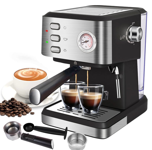 Automatic Espresso Coffee Maker – 15 Bar Pressure, Cappuccino & Latte Maker