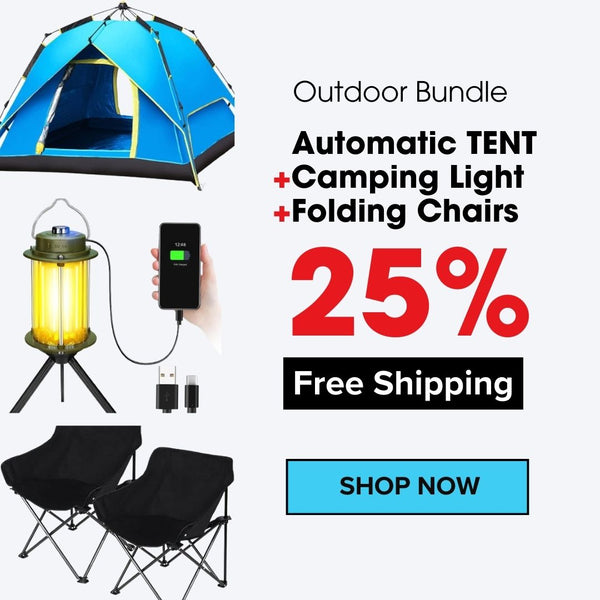 Camping Bundle ---Automatic Tent, Rechargeable Light & Folding Chairs