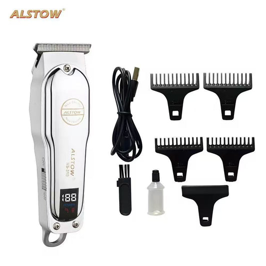 Professional Barber Hair Clippers Cordless Hair Trimmer Haircut Grooming Kit with Stainless Steel All Metal Housing for Men
